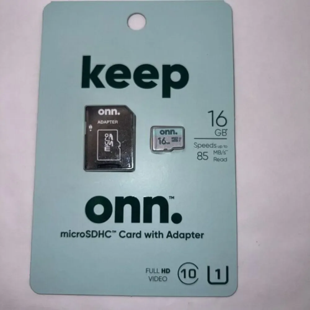 ONN. 16GB Class 10 U1 MicroSDHC Flash Memory Card with Adapter